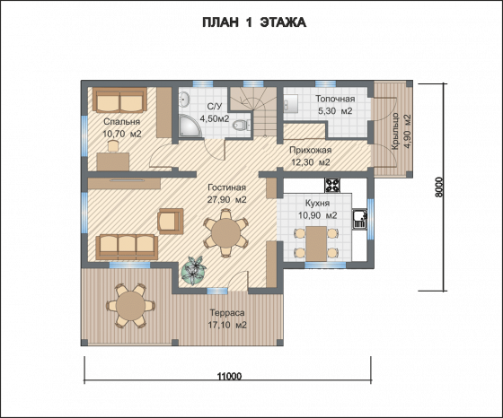 Базовые планировки Дом из клееного бруса Морелия 1
