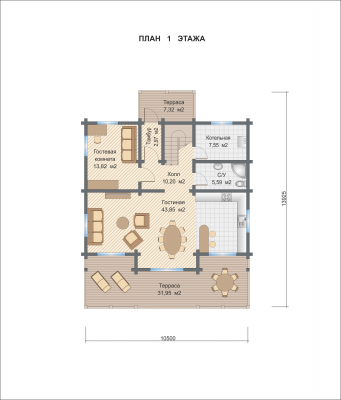 Базовые планировки Дом из клееного бруса Монреаль-I 1