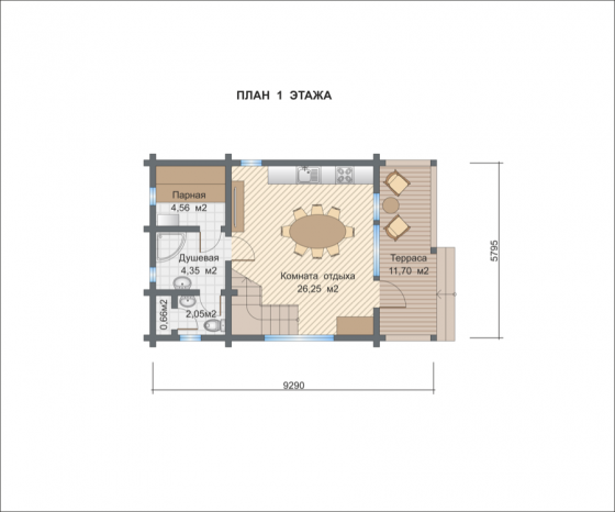 Базовые планировки Баня из клееного бруса Раума-3 1