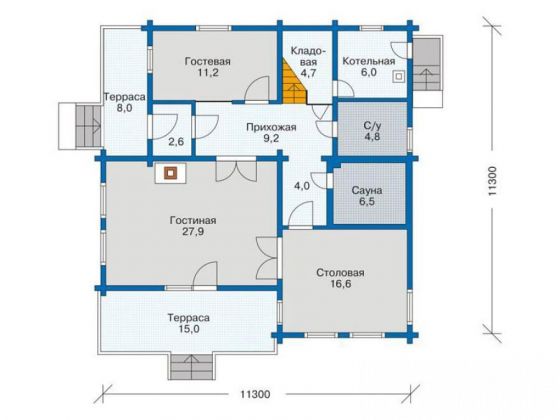 Базовые планировки Дом из клееного бруса Ишгль 1